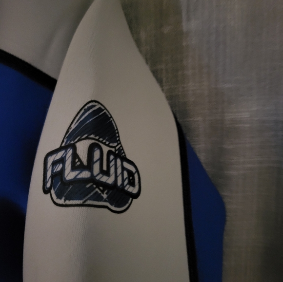 Fluid WetsuitMens XLARGE Shortie Swimsuit Black Blue Yellow Used Condition - Picture 4 of 8